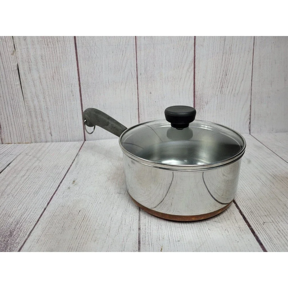 Revere Ware Vintage Copper Bottom Sauce Pan With Lid Free Shipping